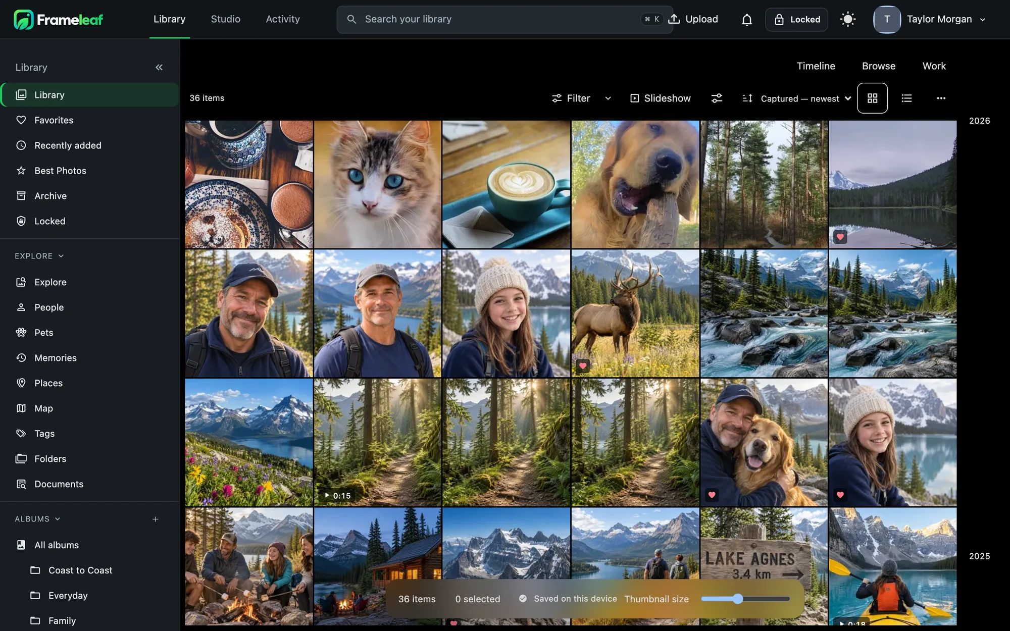 An album in the Frameleaf web app