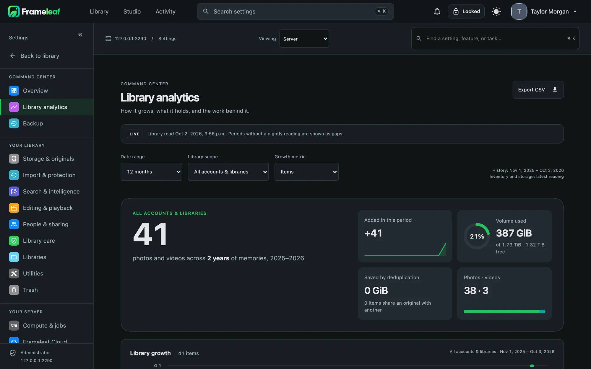 Library analytics in the Command Center